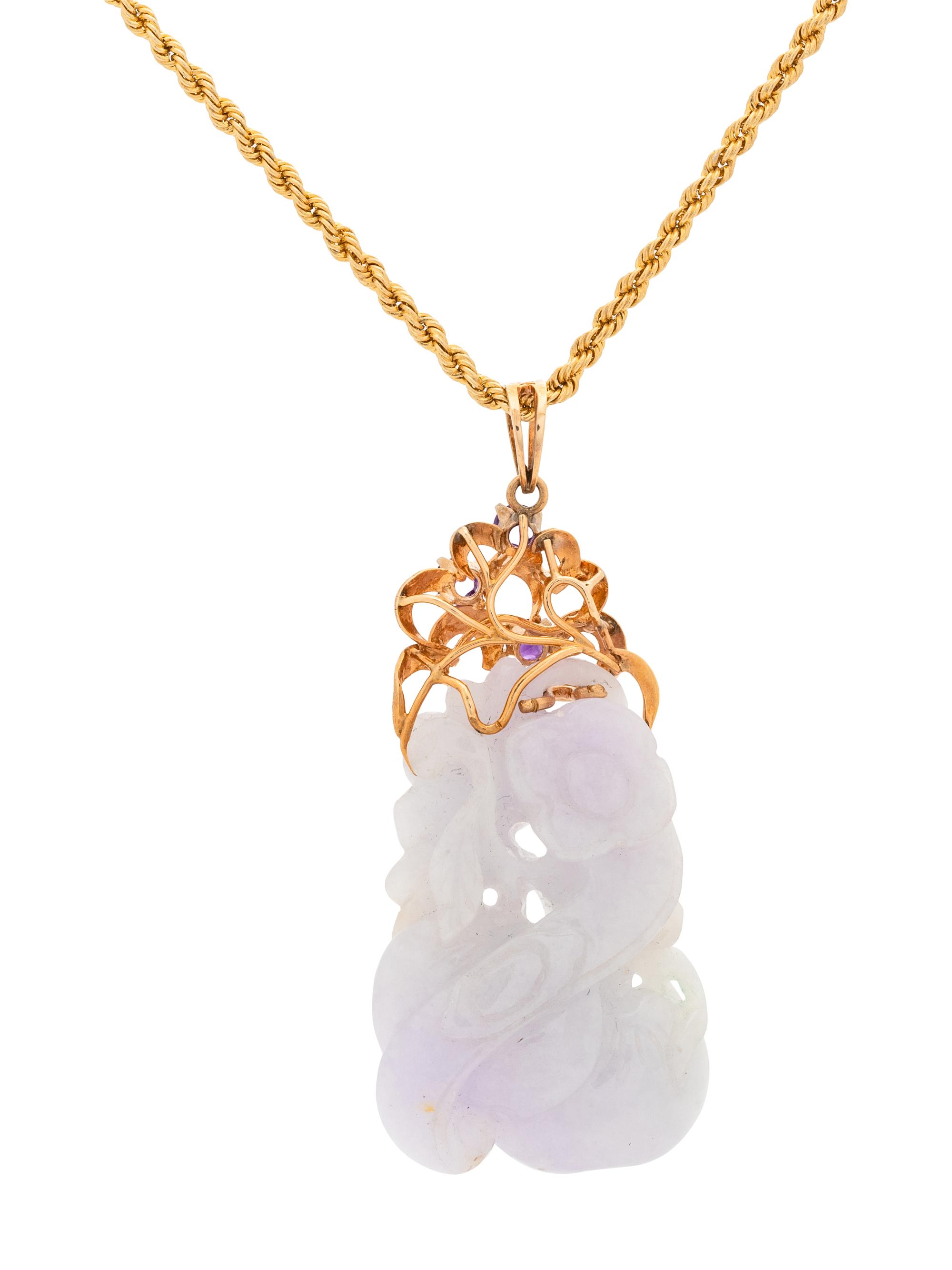 LAVENDER JADE AND AMETHYST PENDANT/NECKLACE