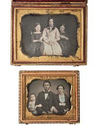 [EARLY PHOTOGRAPHY]. 8 quarter plate and sixth plate daguerreotypes of families and siblings.