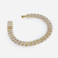A Diamond and 14K Yellow Gold Cuban Link Bracelet