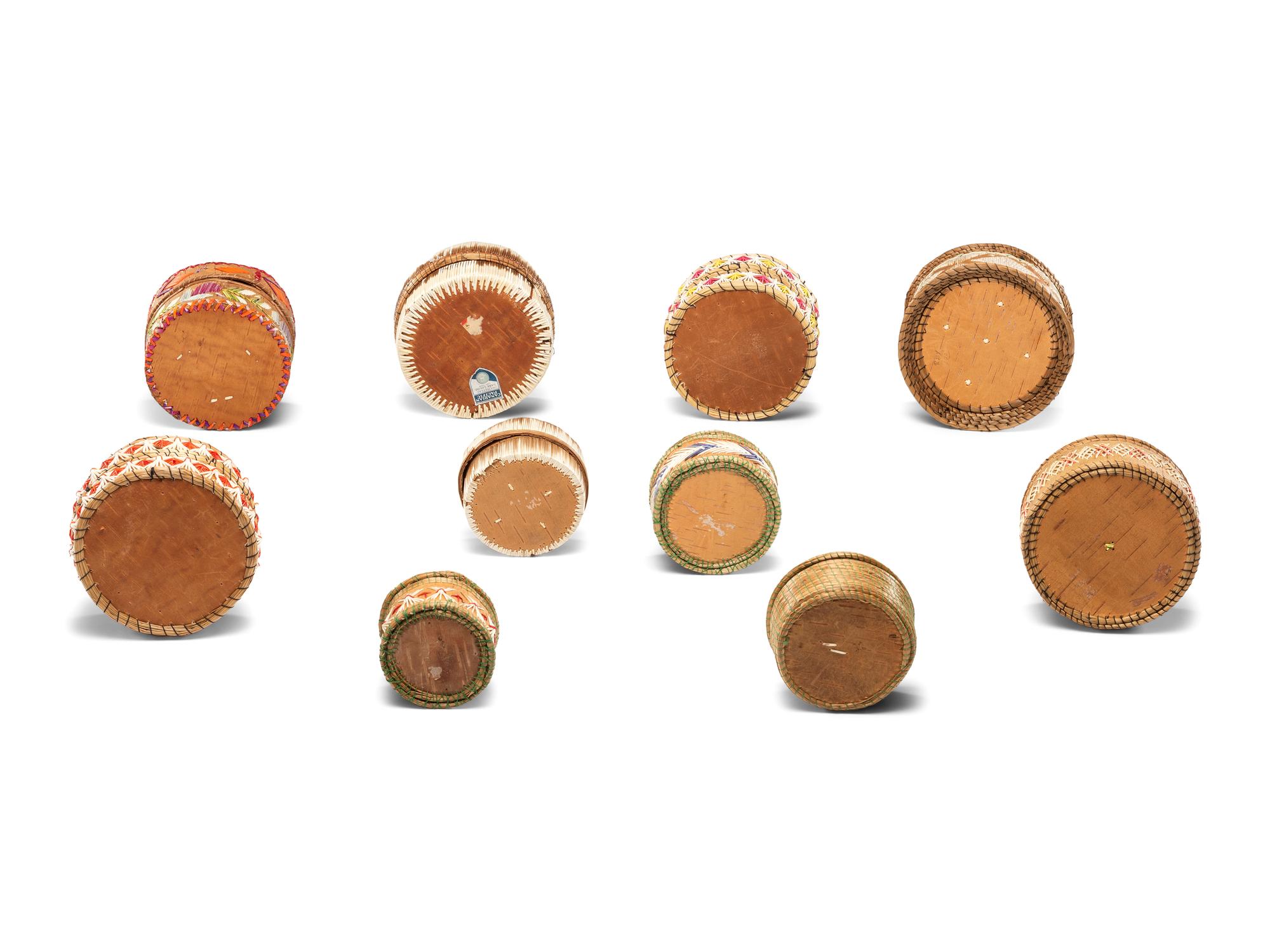 Collection of Great Lakes Quilled Birchbark Boxes
