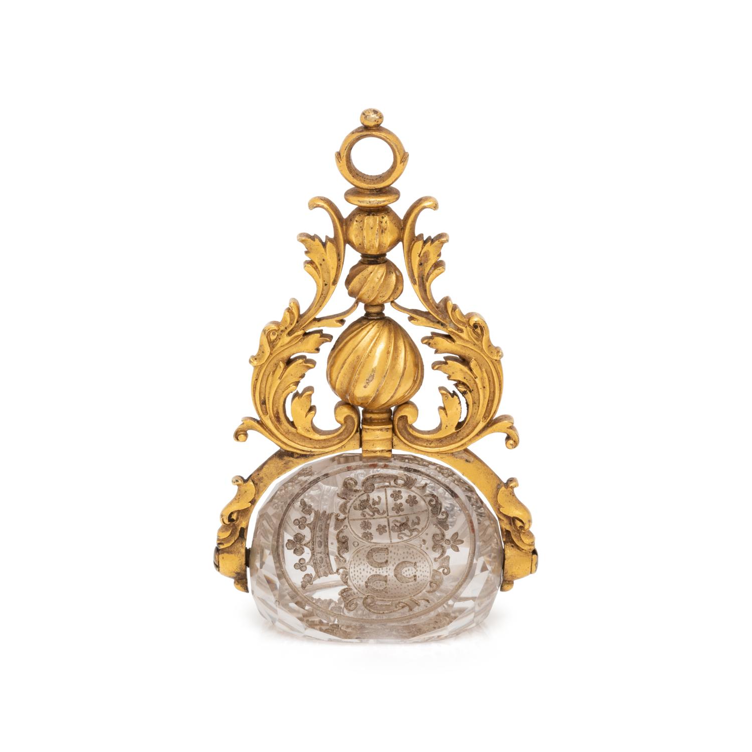 ANTIQUE, GOLD-FILLED ROCK CRYSTAL SEAL FOB