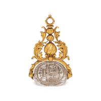 ANTIQUE, GOLD-FILLED ROCK CRYSTAL SEAL FOB