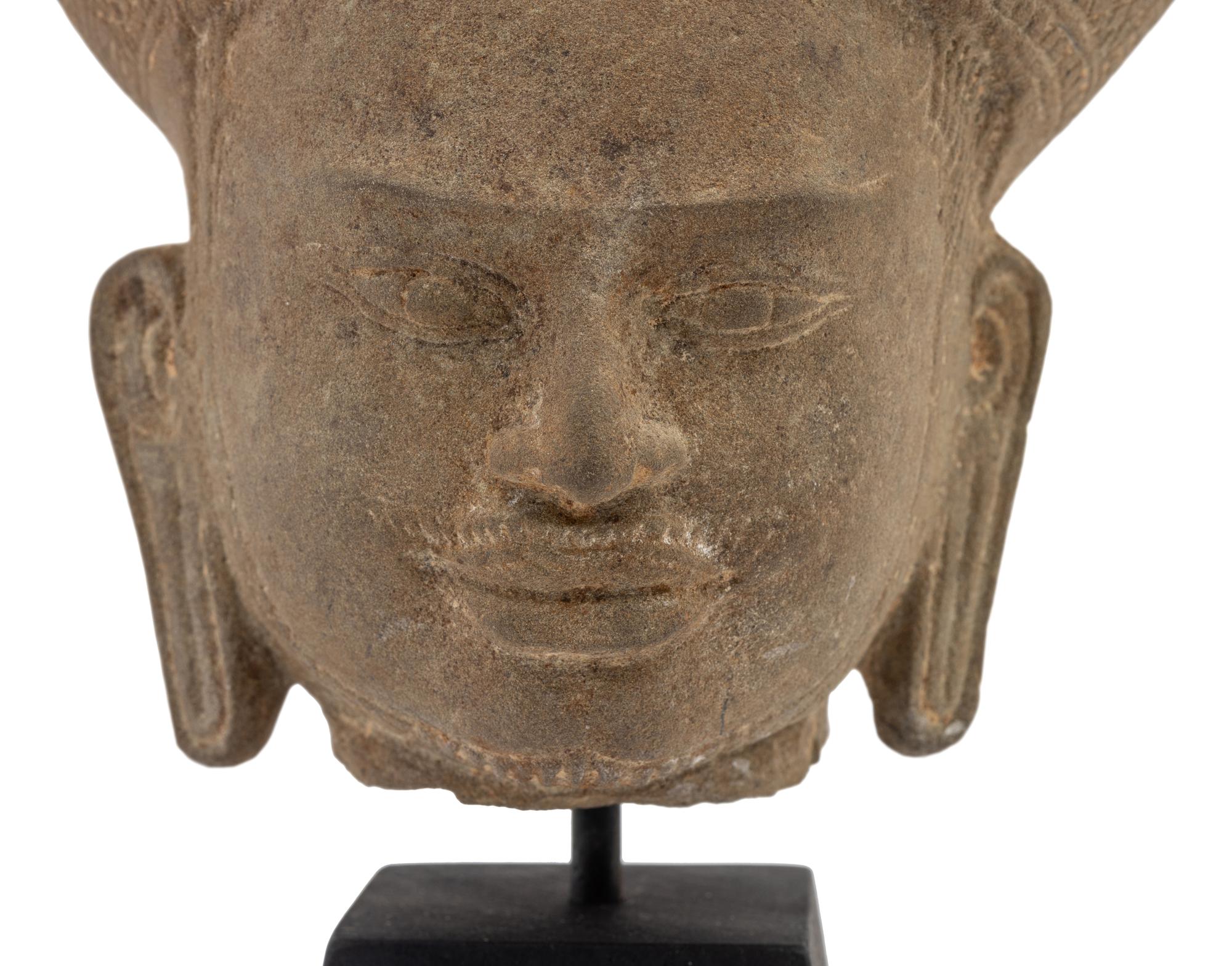 A Khmer Sandstone Head of Buddha
