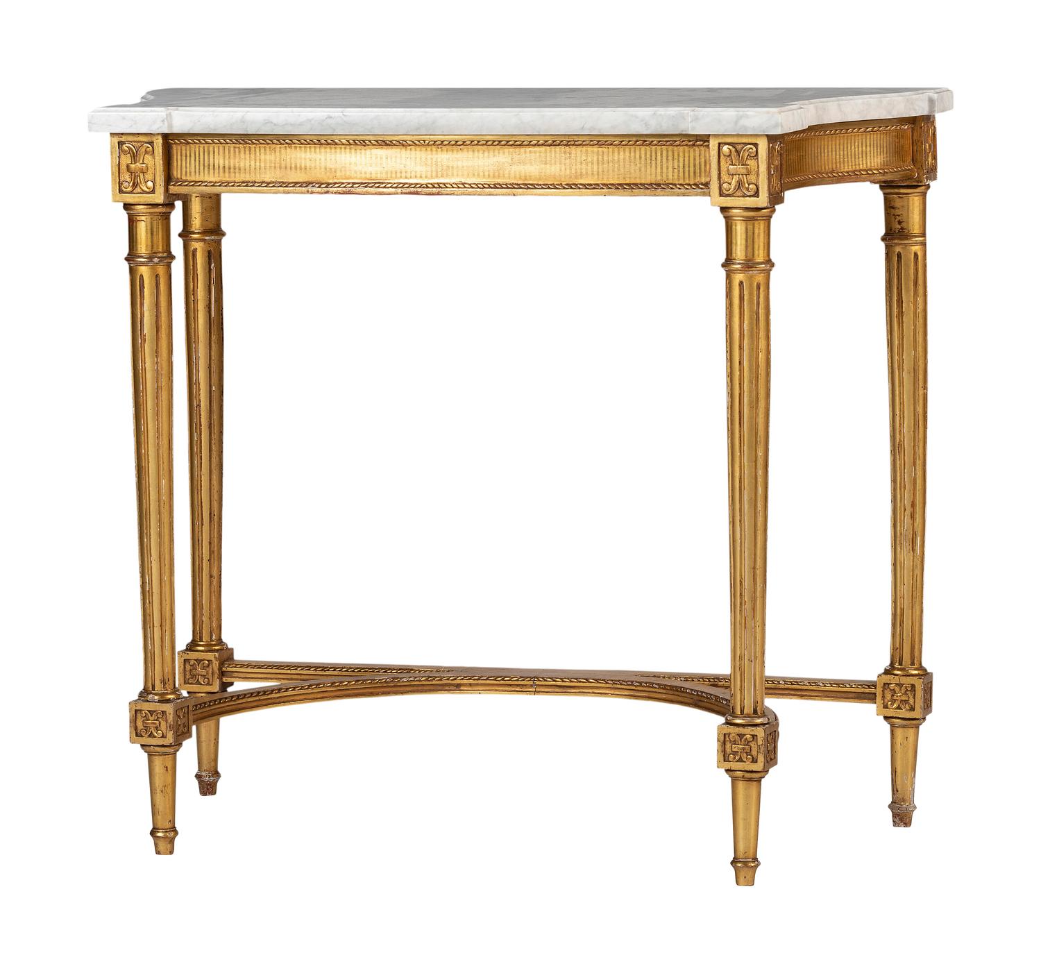 A Neoclassical Style Giltwood Marble Top Console Table