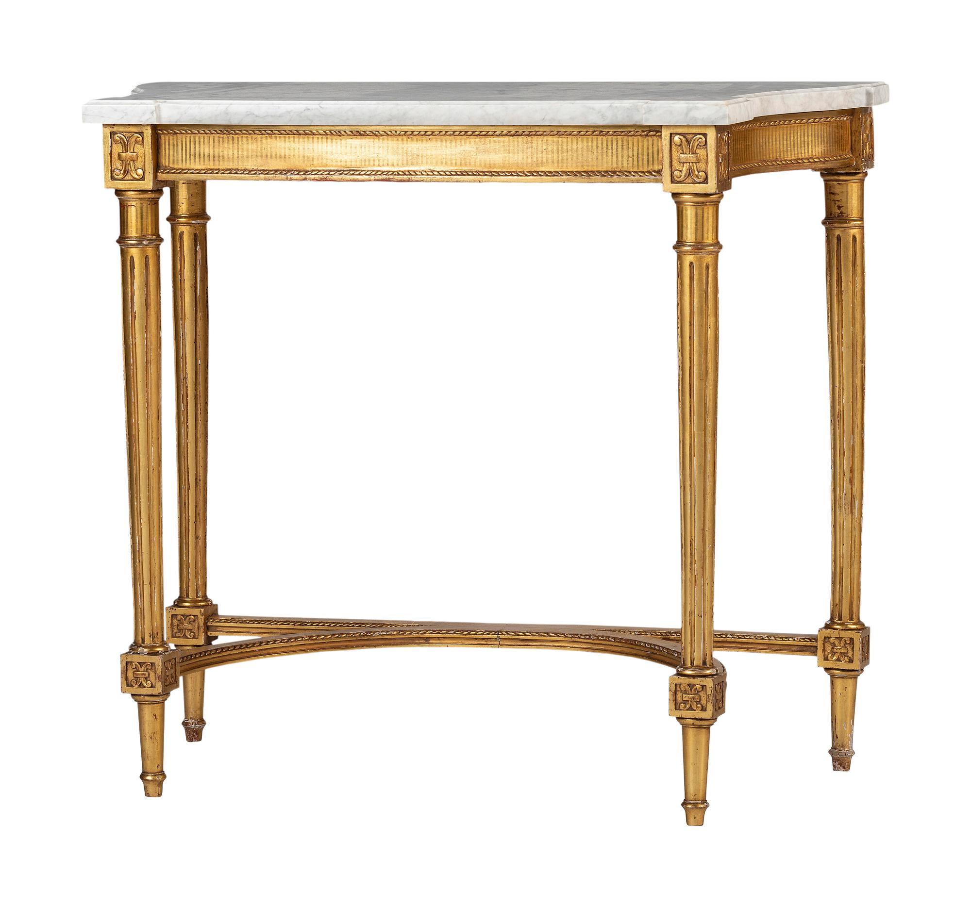 A Neoclassical Style Giltwood Marble Top Console Table