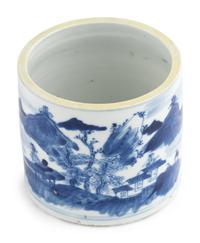 A Group of Five Chinese Blue and White Porcelain Brush Pots with One Vase