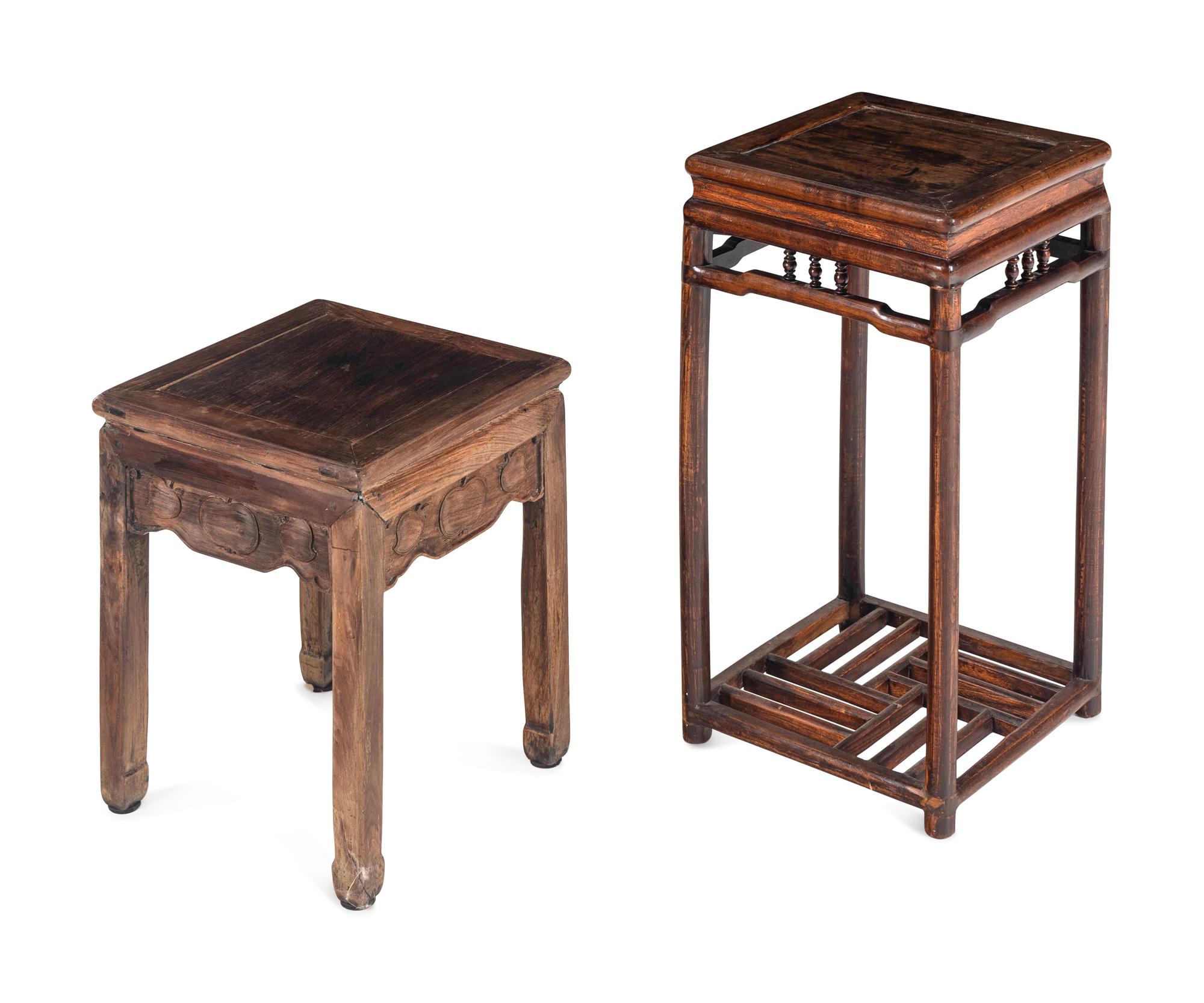 Two Chinese Hardwood Side Tables