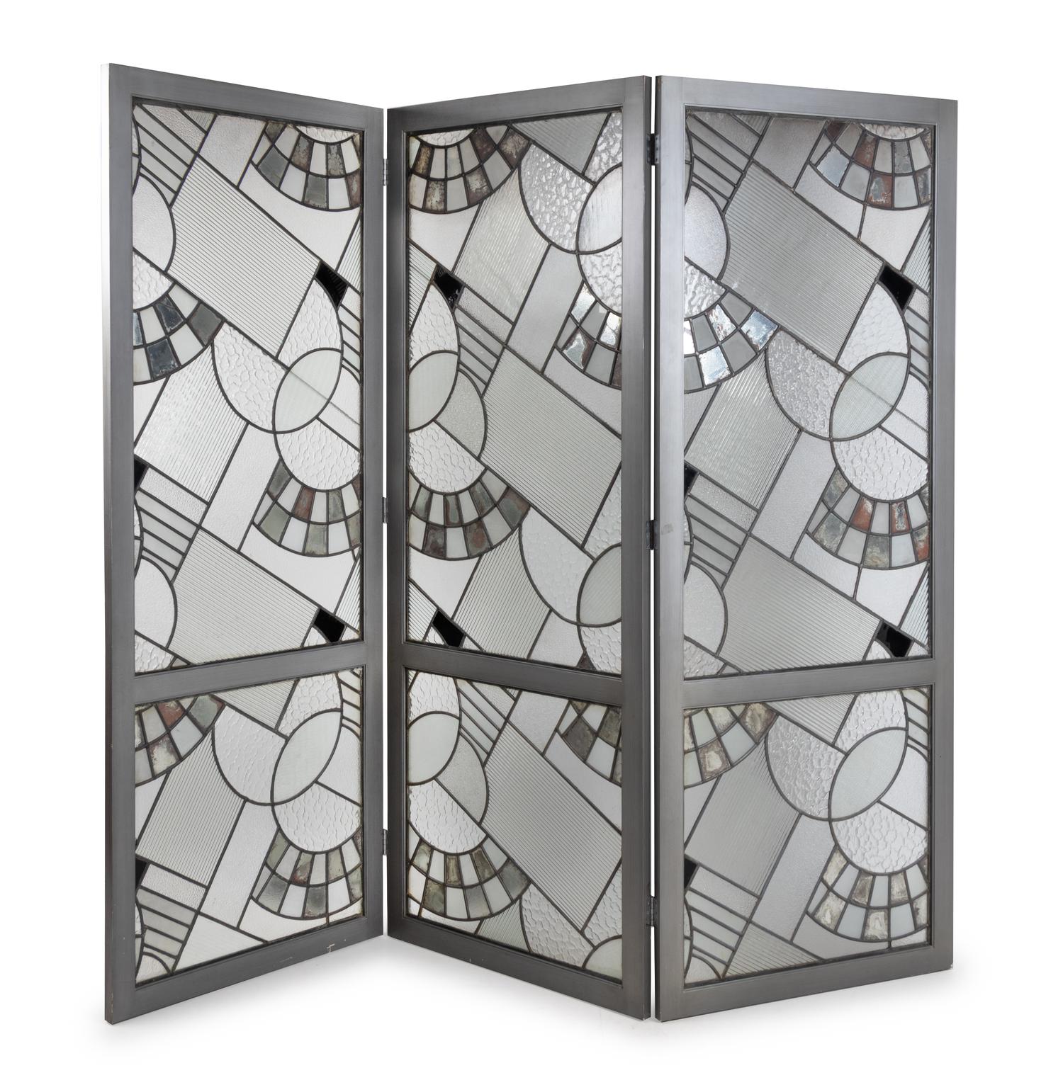Custom Three-Panel Glass Folding Screen