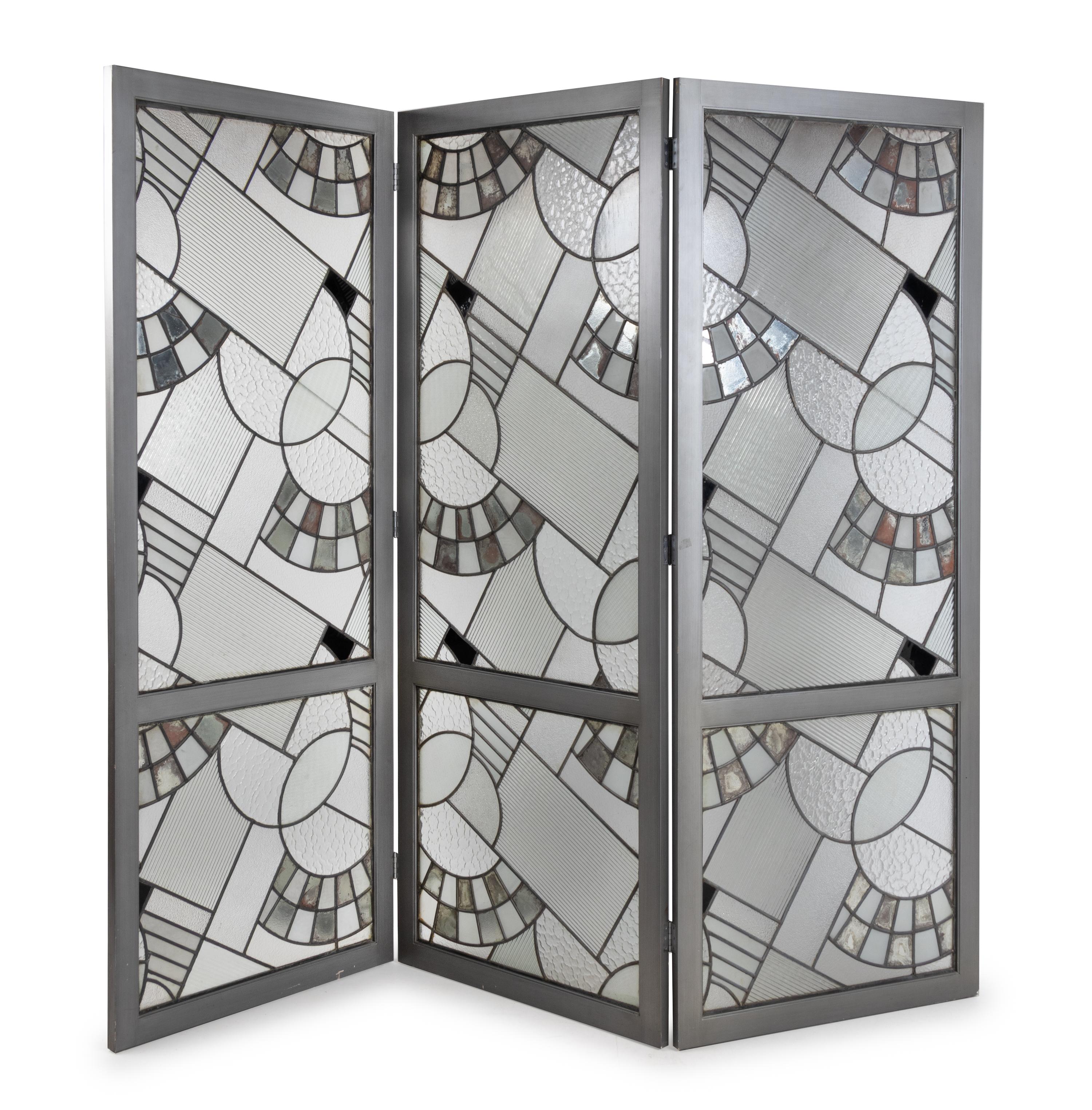 Custom Three-Panel Glass Folding Screen
