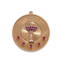 BICOLOR GOLD AND RUBY 'CHEERS' CHARM