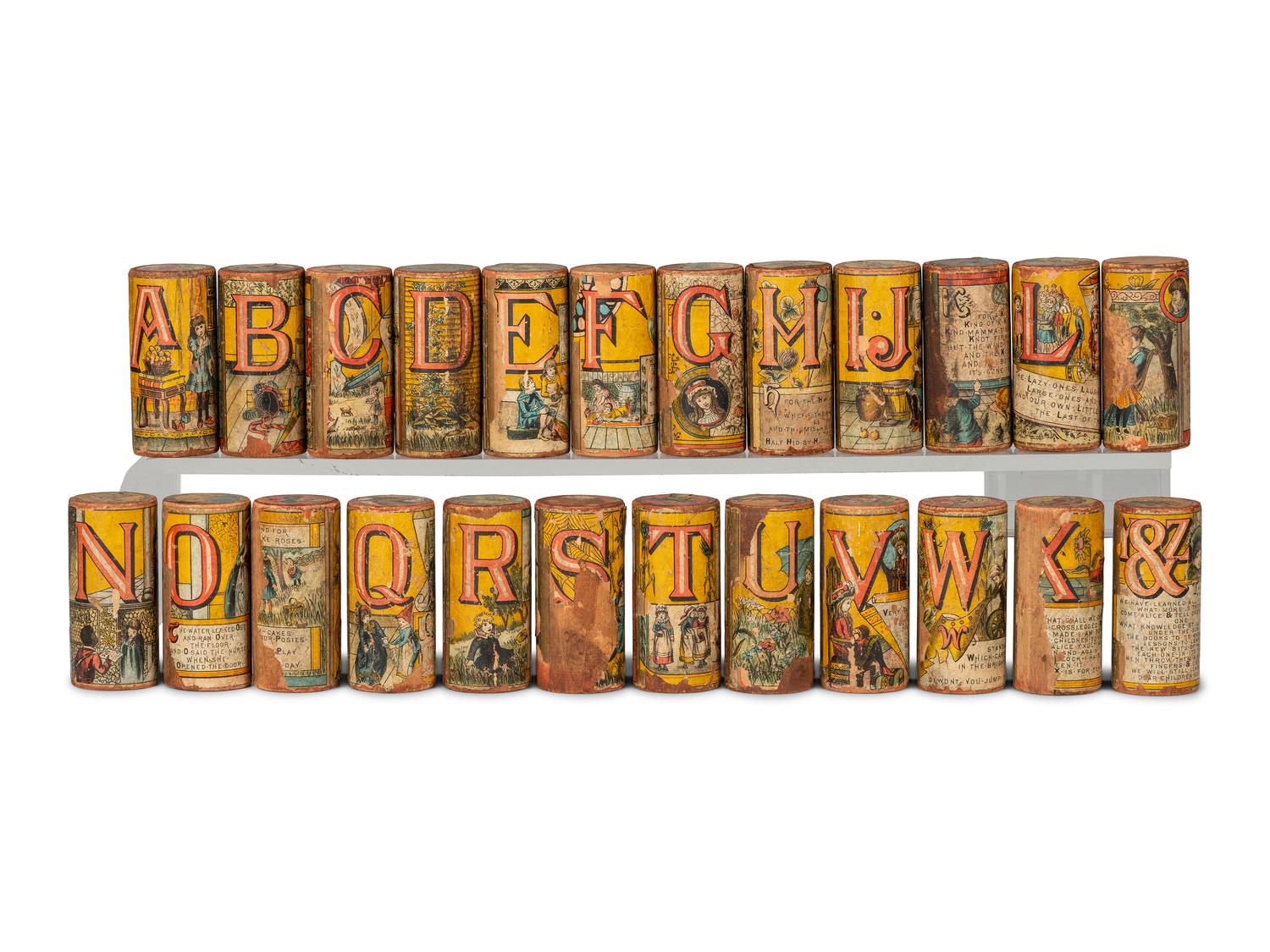 A Collection of Lithograph Paper on Wood Children's Learning Toys