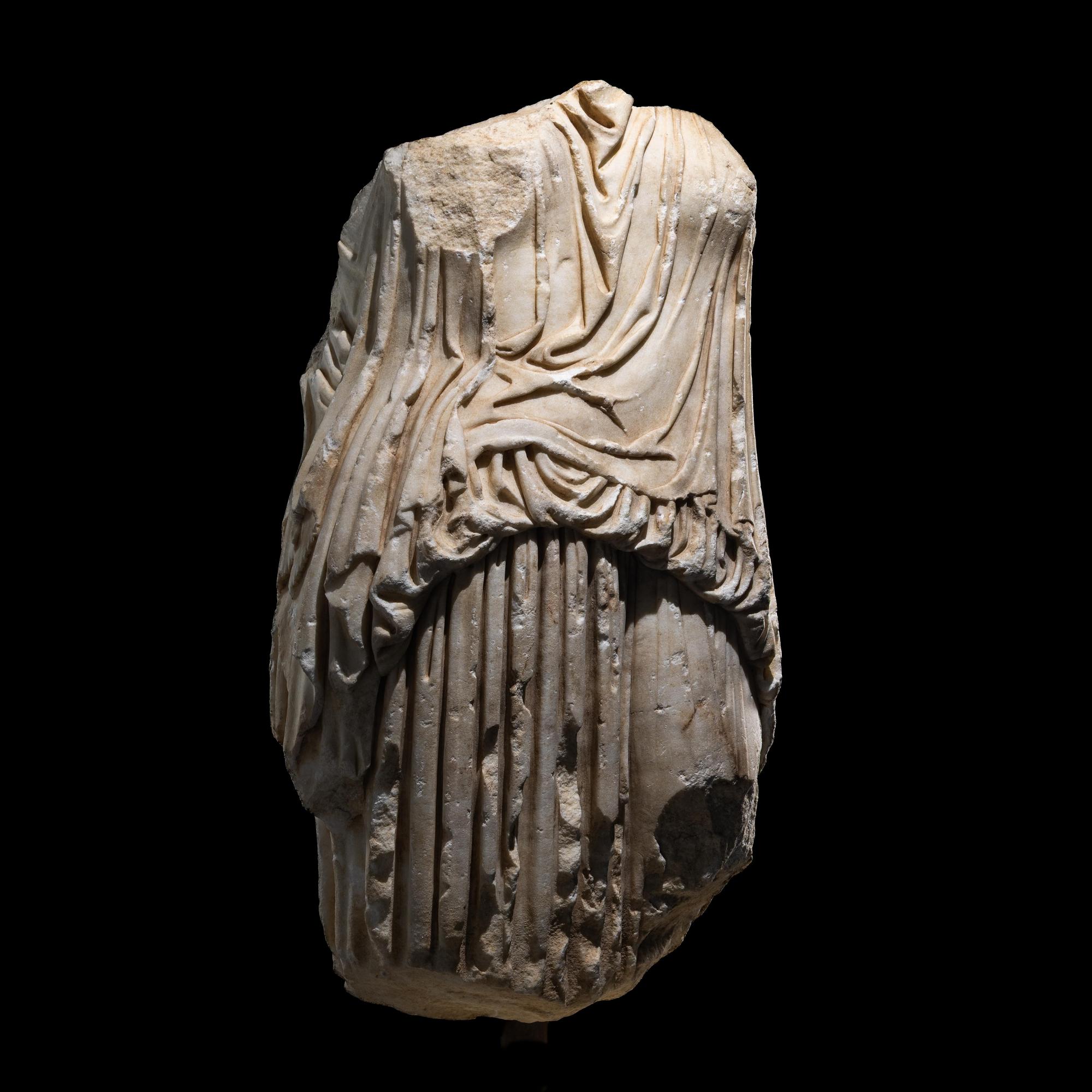 A Roman Marble Draped Caryatid