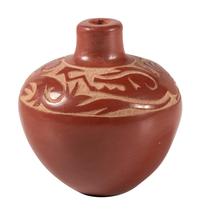 Miniature Carved Redware Jar