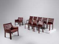 Set of Eight Cab Dining Chairs, c. 1976 Together with Two Cab Lounge Chairs Cassina, Italy