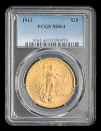 A United States 1913 St. Gaudens $20 Gold Coin