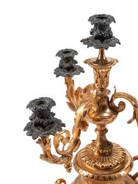A Pair of Napoleon III Gilt and Patinated Bronze Four-Light Candelabra