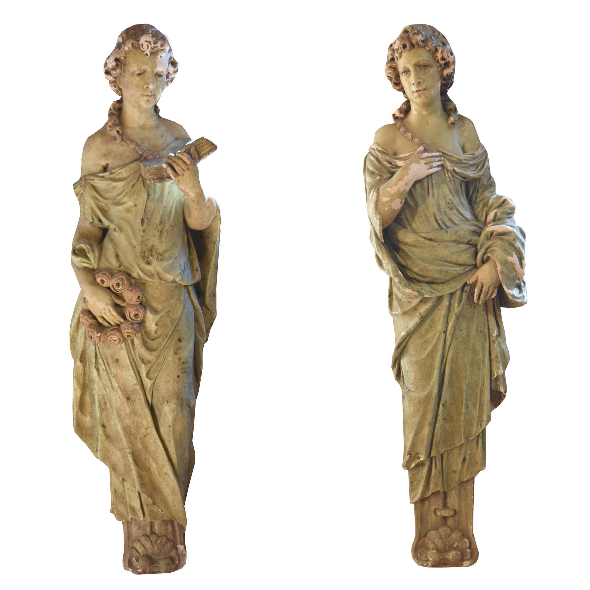 A Pair of American Composition Statues 18" W x 10" D x 61" H — United States, Circa 1900