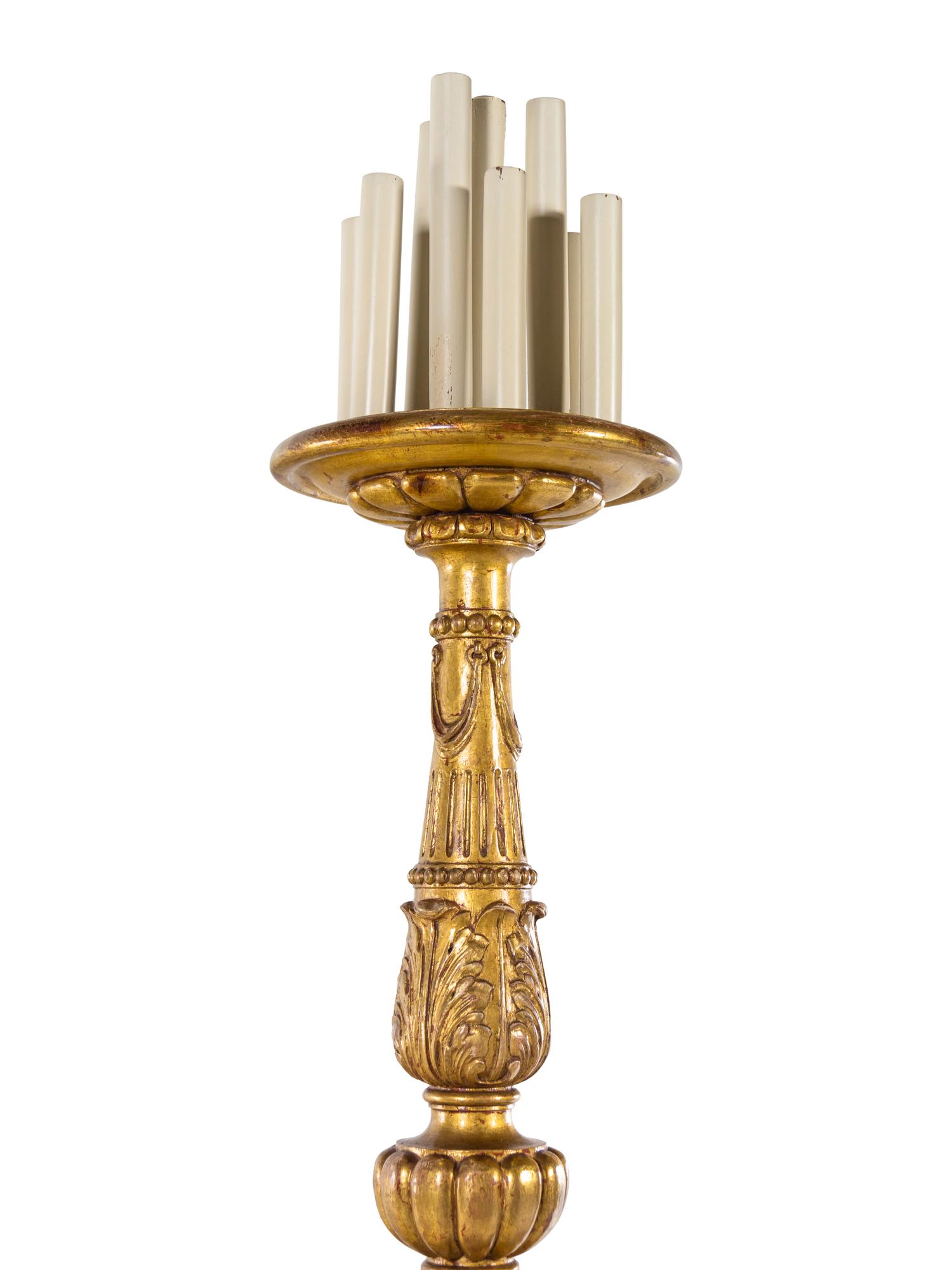A Pair of Italian Baroque Style Giltwood Torchères