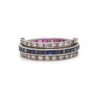 DIAMOND, RUBY, AND SAPPHIRE FLIP RING