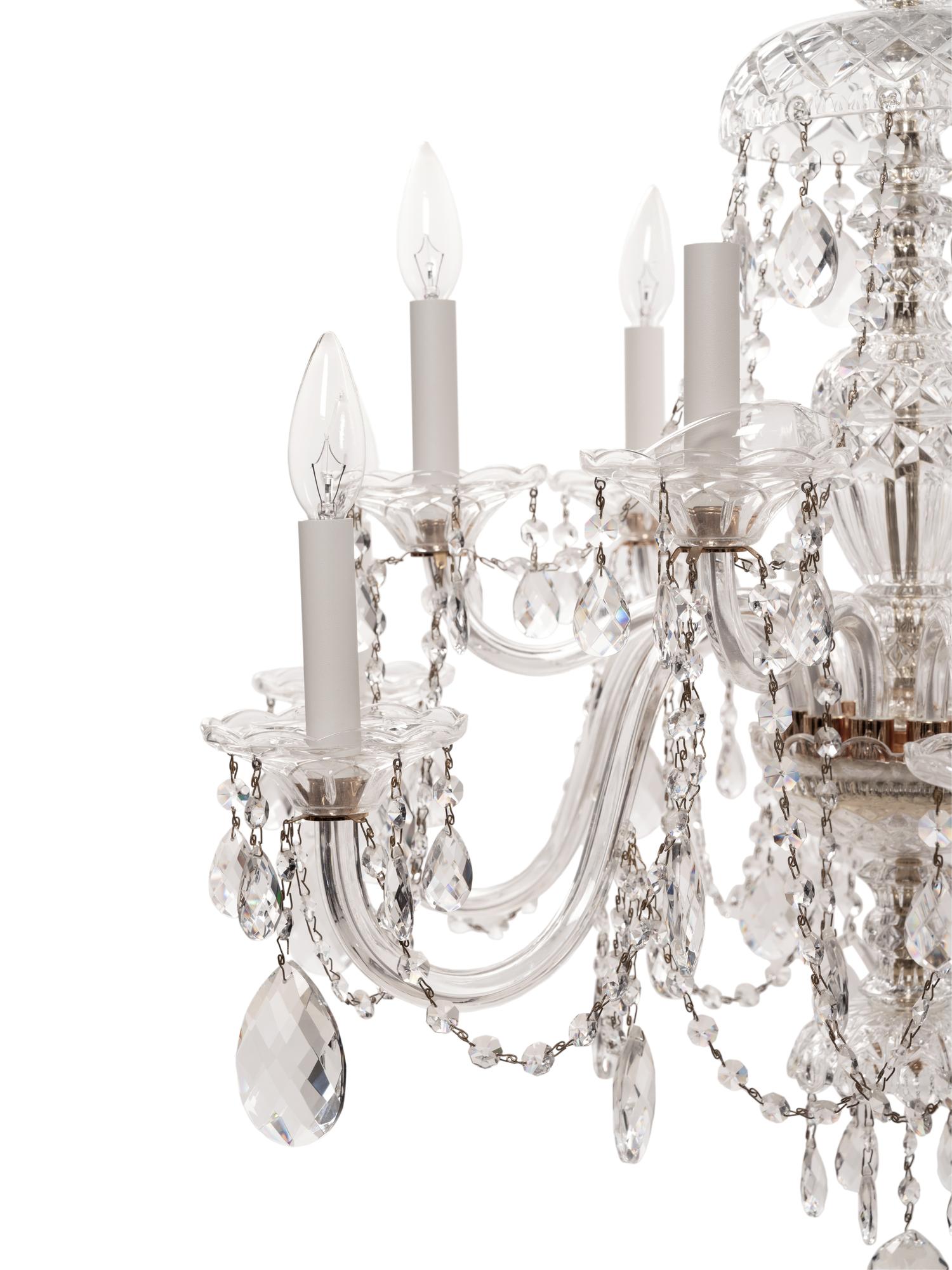 A Georgian Style Cut Glass Twelve-Light Chandelier