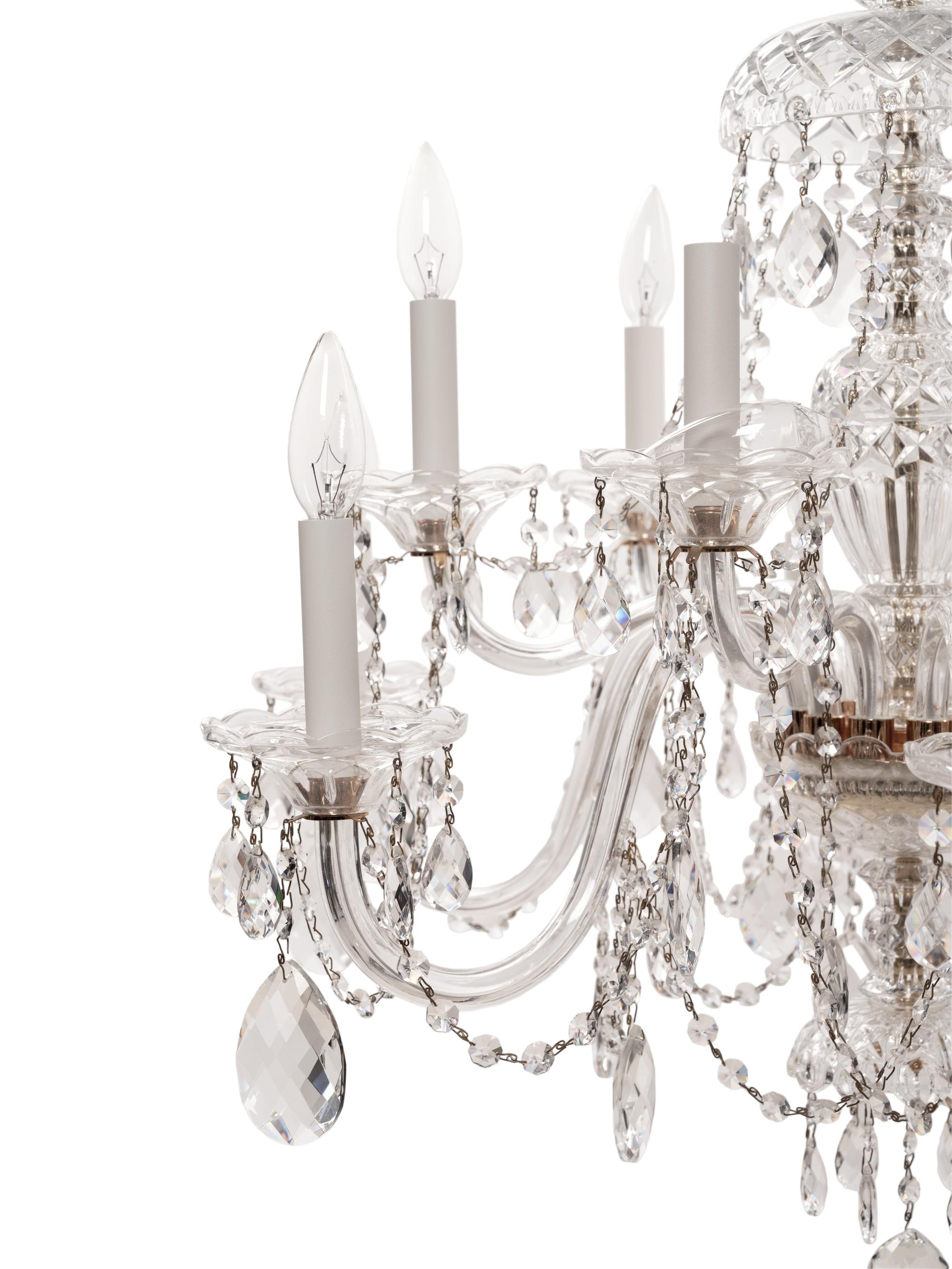 A Georgian Style Cut Glass Twelve-Light Chandelier
