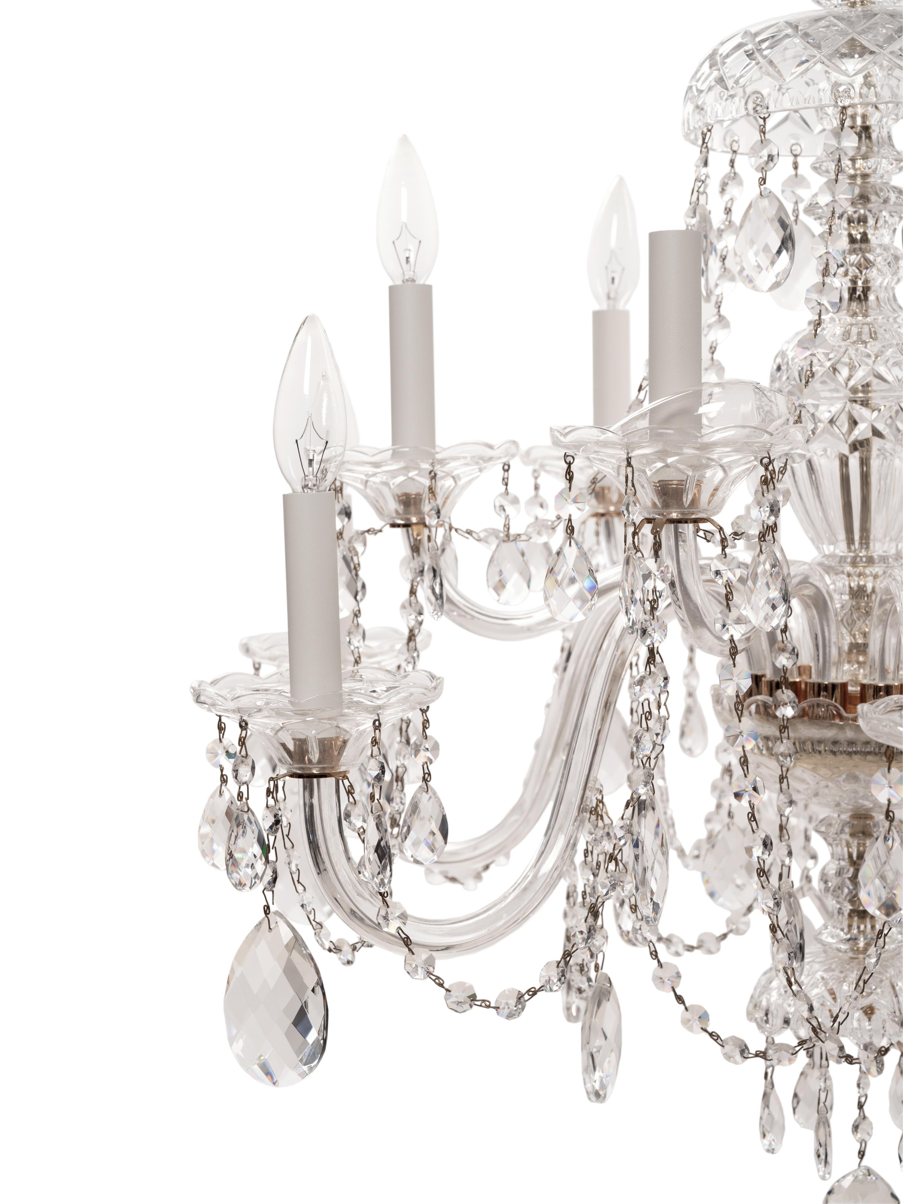 A Georgian Style Cut Glass Twelve-Light Chandelier