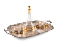 An Art Nouveau Gilt Pewter Mounted Glass Osiris Drink Service by Friedrich Adler (1878-1942)