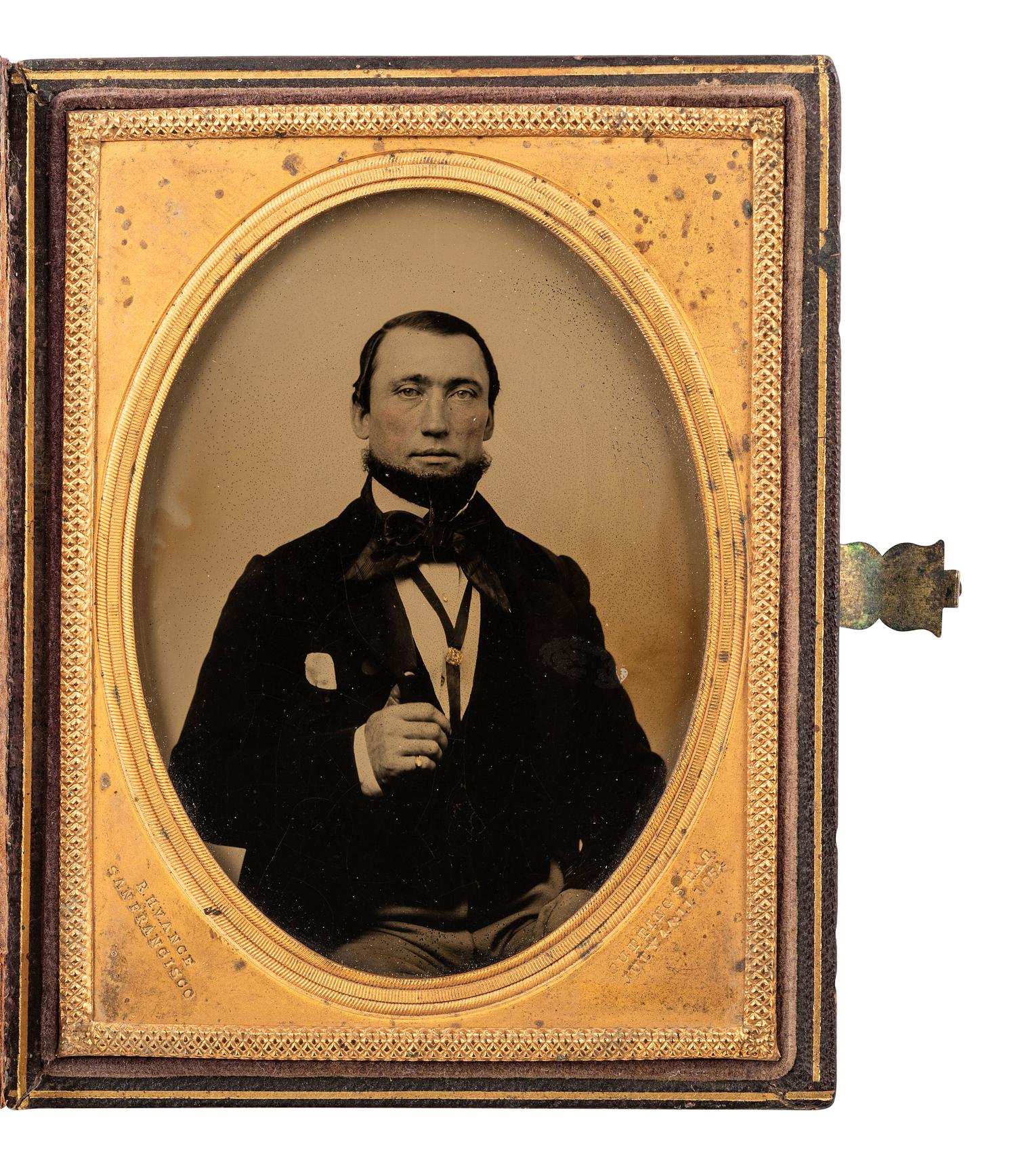 [EARLY PHOTOGRAPHY - CALIFORNIA]. VANCE, R.H., photographer. Quarter plate ambrotype of prominent gentleman likely from San Francisco, CA.
