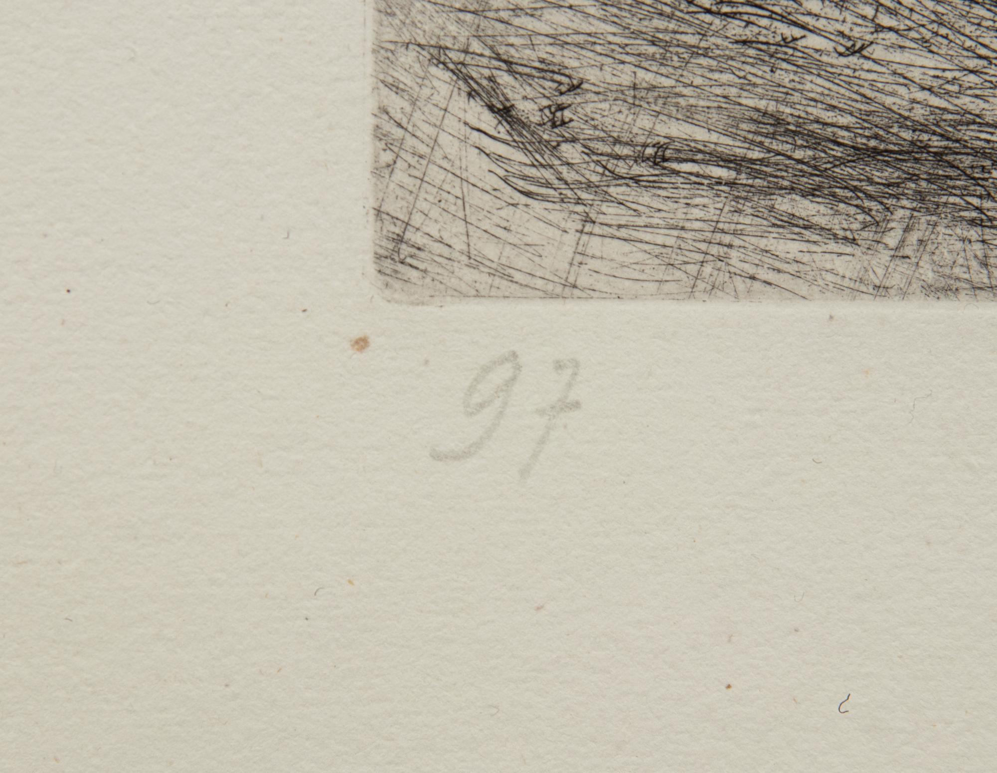 Le chat et les deux moineaus (one plate from La Fontaine Fables )
