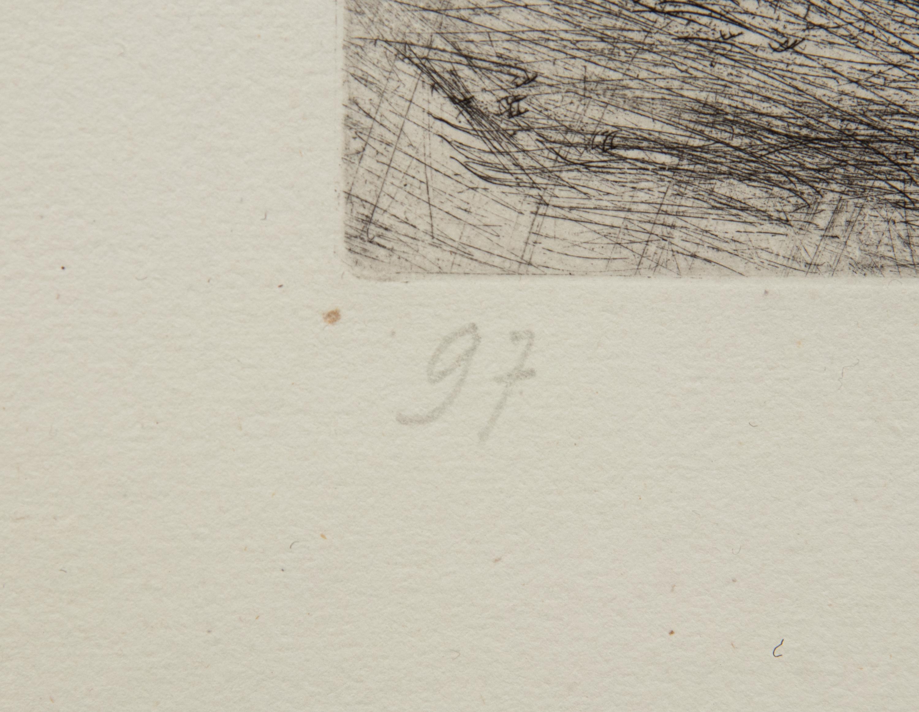 Le chat et les deux moineaus (one plate from La Fontaine Fables )