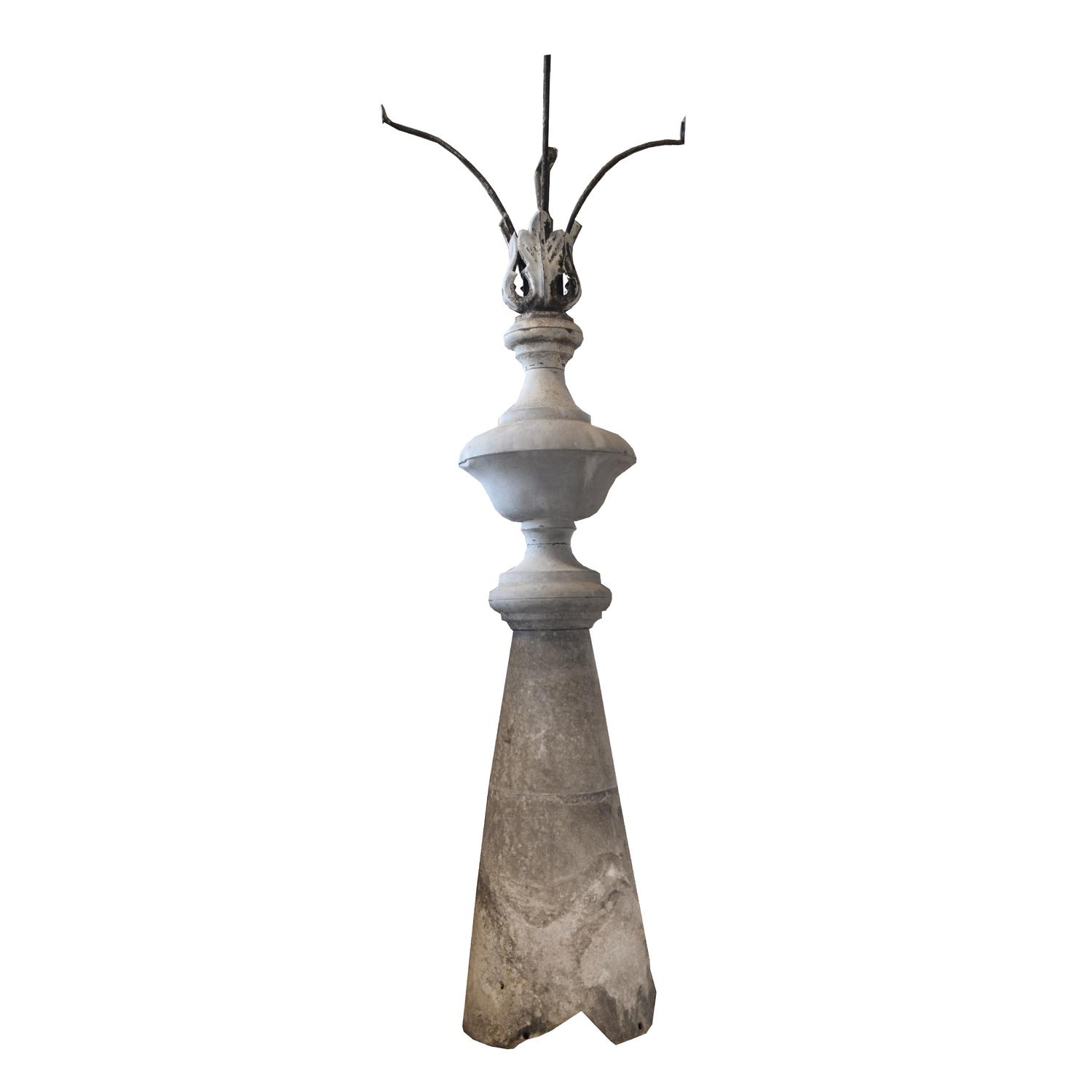 A Zinc Finial 7.5" W x 7.5" D x 32" H — Argentina, Circa 1910