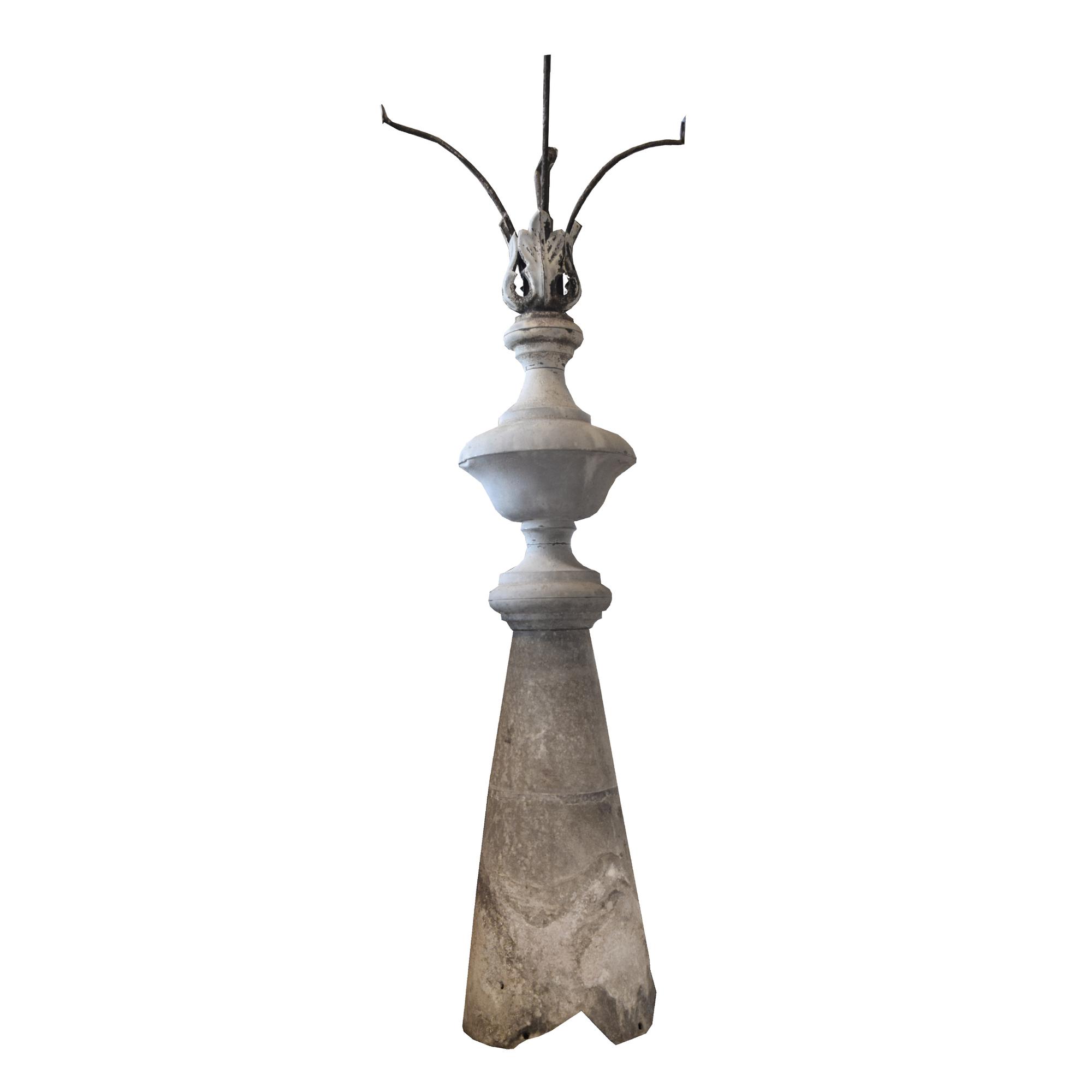 A Zinc Finial 7.5" W x 7.5" D x 32" H — Argentina, Circa 1910