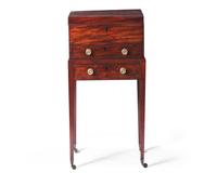 A Federal mahogany writing chest-on-stand, circa 1800