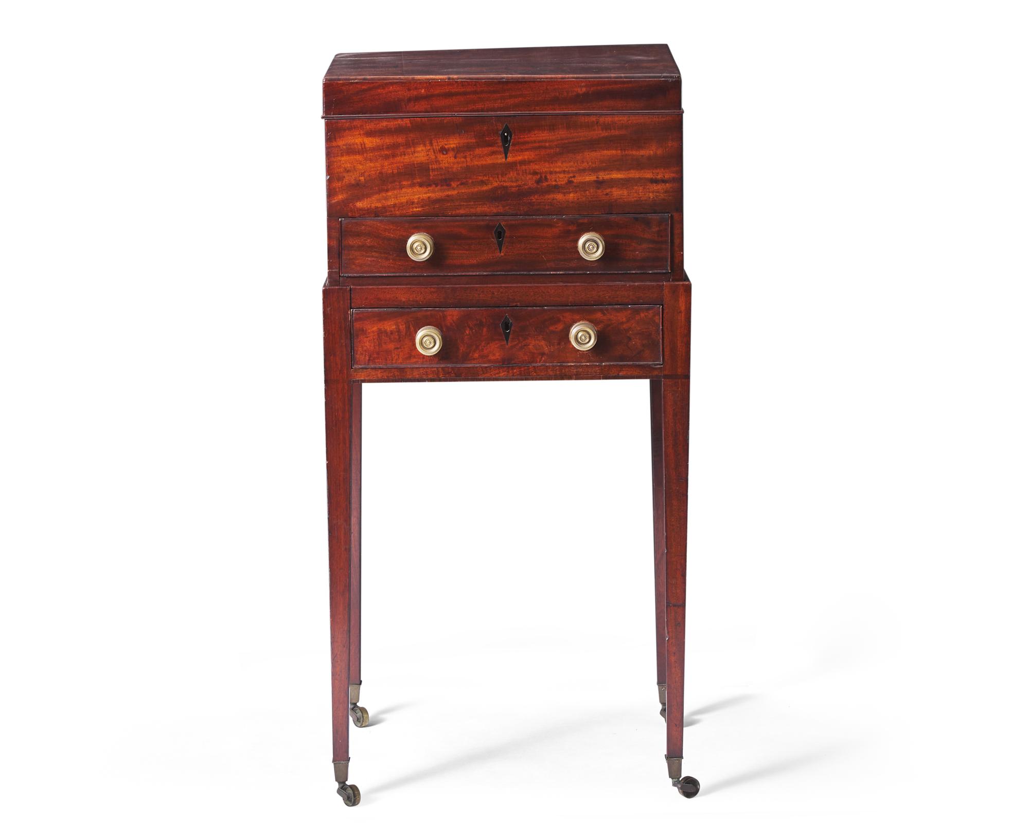 A Federal mahogany writing chest-on-stand, circa 1800