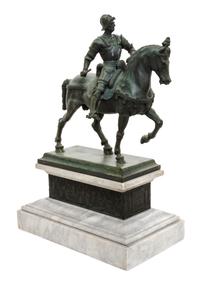 An Italian Bronze Figural Group, LATE 19TH/EARLY 20TH CENTURY, AFTER ANDREA DEL VERROCCHIO, Height overall 23 inches. — LATE 19TH/EARLY 20TH CENTURY, AFTER ANDREA DEL VERROCCHIO,