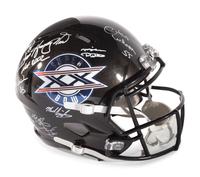 A Multi Signed Chicago Bears Black Chrome Super Bowl XX Full Size Helmet Including Mike Ditka, Mike Singeltary, Dan Hampton and More