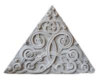 A Monumental Carved Limestone Pediment 80" W x 4.5" D x 62" H — United States, Circa 1880