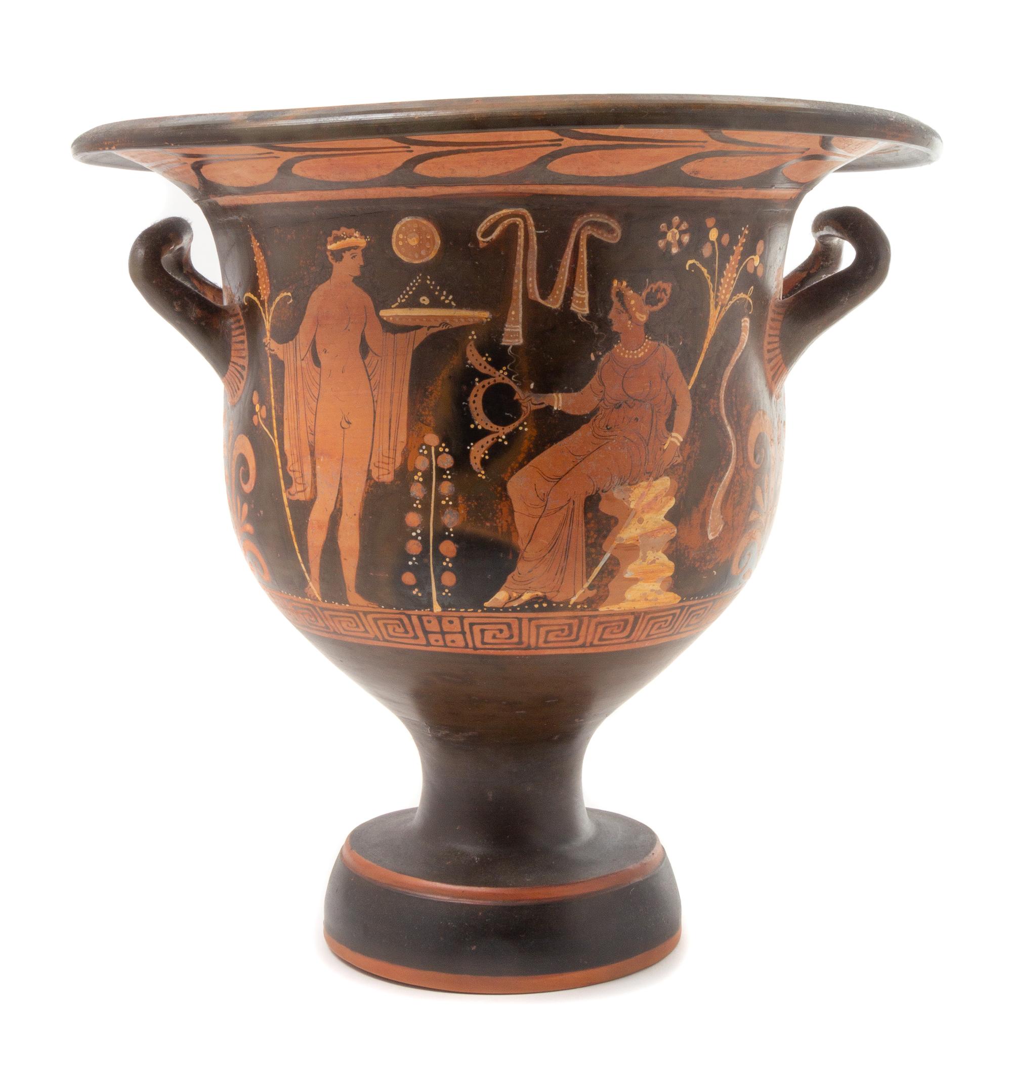An Apulian Red Figured Bell Krater Height 14 3/4 x width 15 3/4 inches. — CIRCA 340-320 B.C.E.