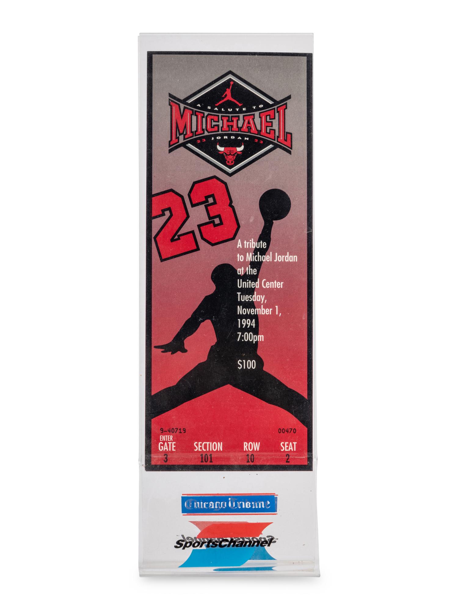 A 1994 Michael Jordan Statue Unveiling / Jersey Number Retriement Night Ticket,