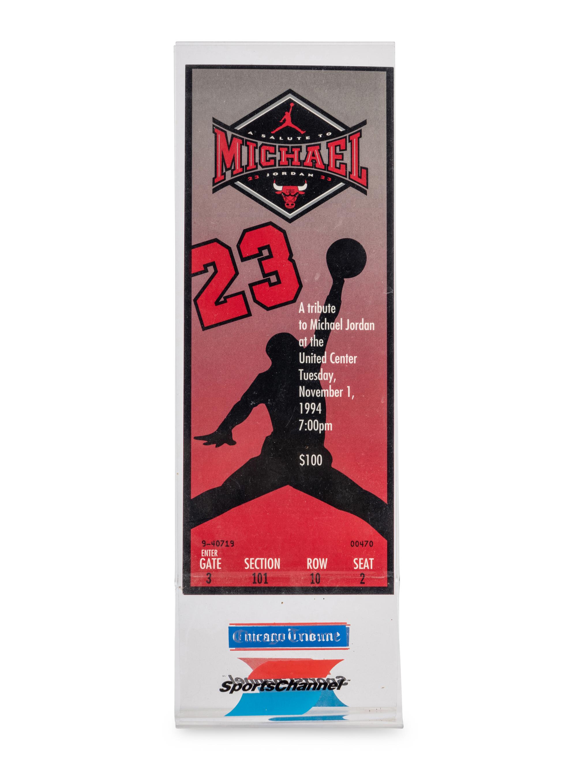 A 1994 Michael Jordan Statue Unveiling / Jersey Number Retriement Night Ticket,
