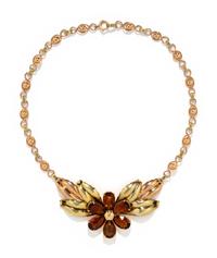 RETRO, BICOLOR GOLD AND CITRINE FLOWER NECKLACE