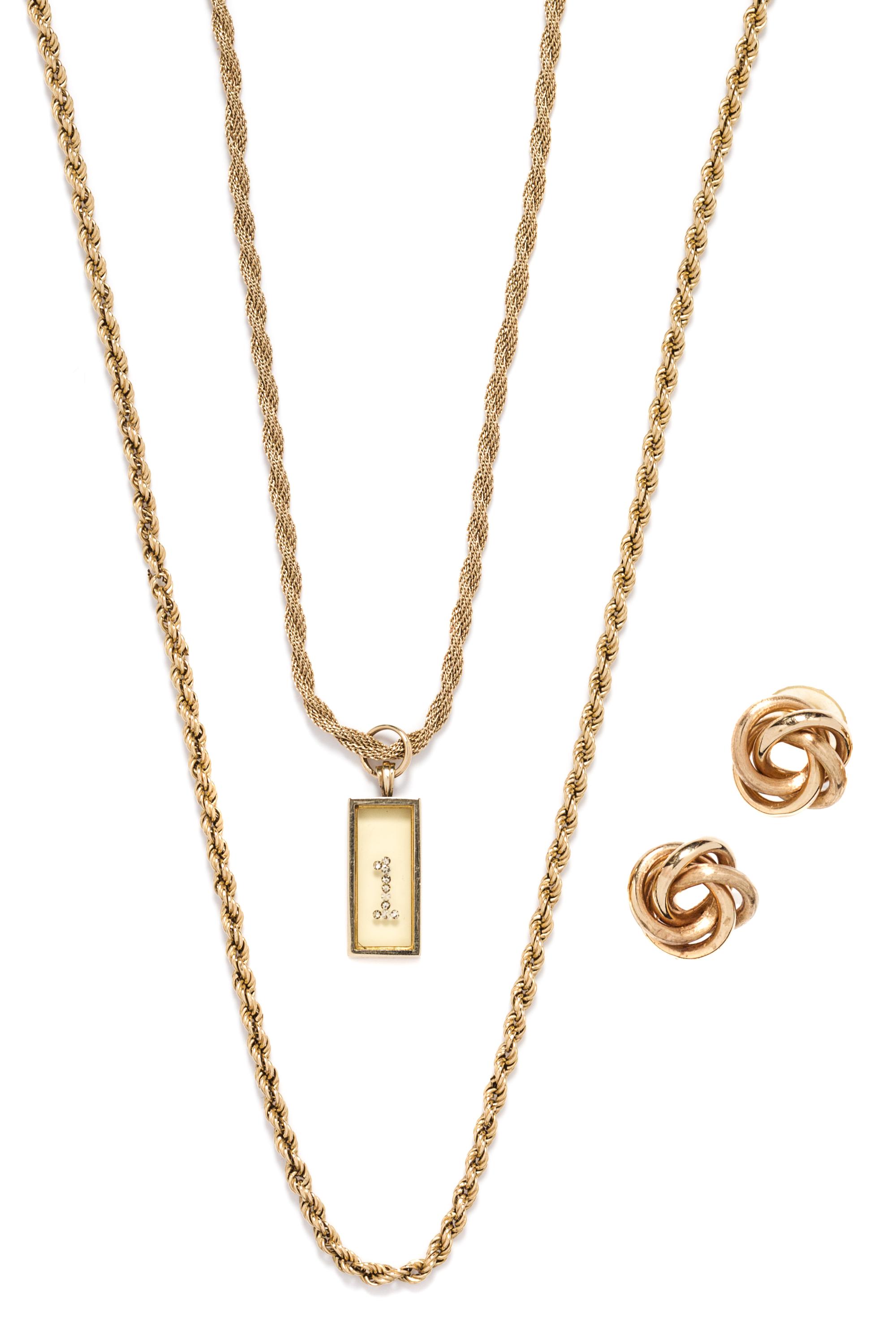 A Collection of Yellow Gold Jewelry, 17.20 dwts.