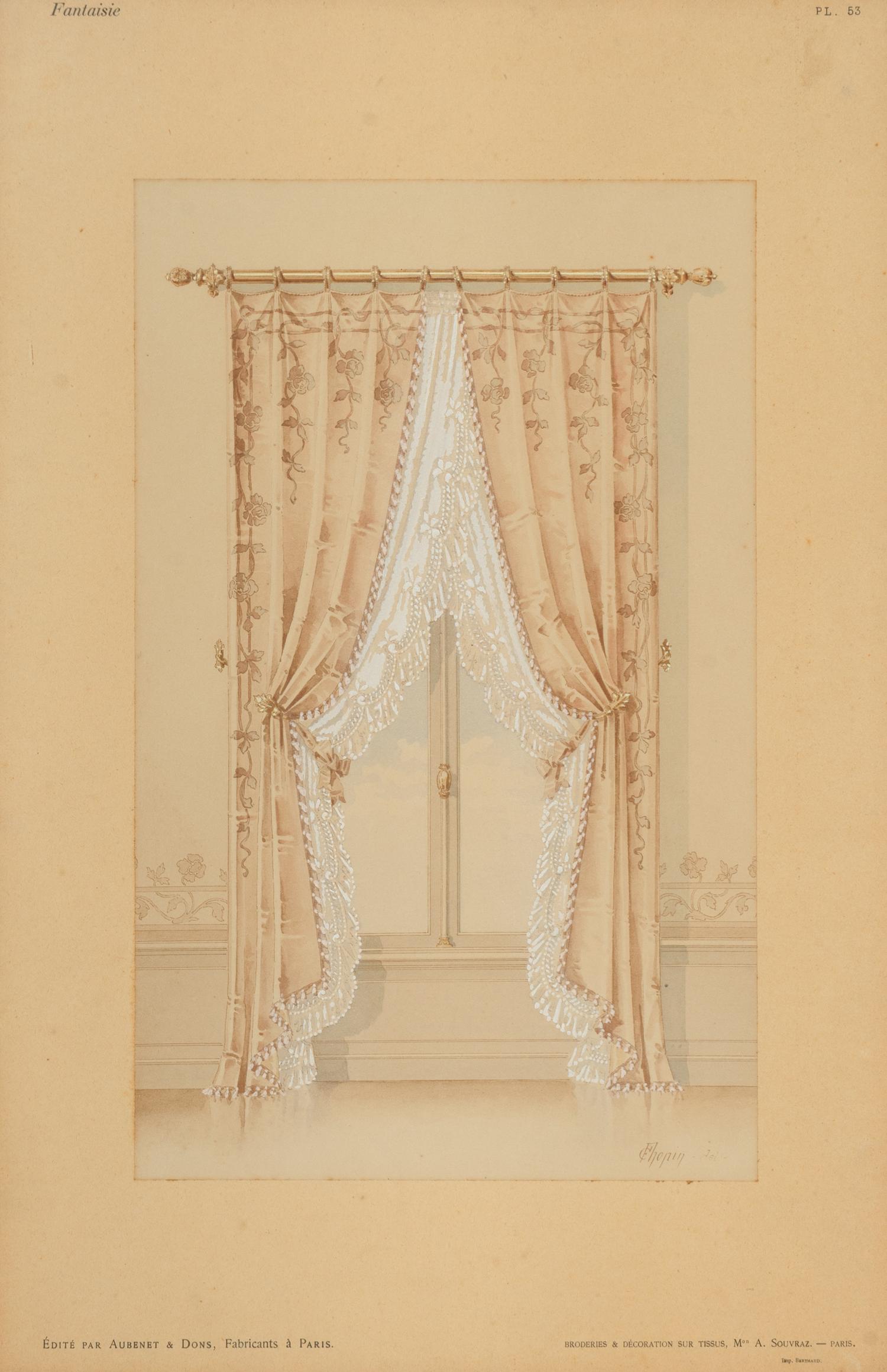 A Pair of French Hand-Colored Engravings of Window Designs