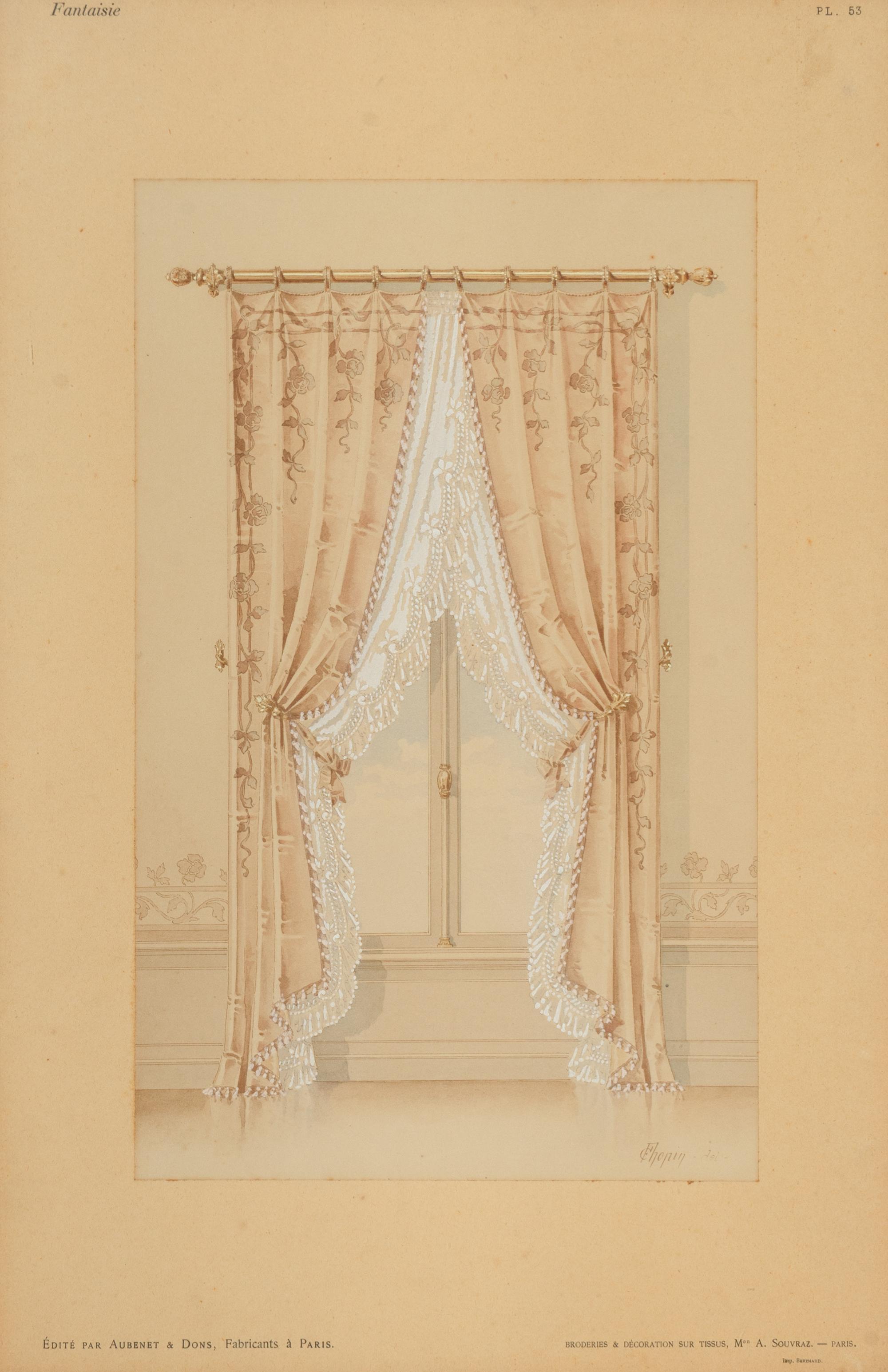A Pair of French Hand-Colored Engravings of Window Designs