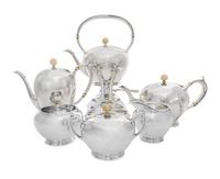 An American Silver Six-Piece Tea and Coffee Service, Herbert A. Taylor & Arthur Hartwell for Arthur Stone, Gardner, MA, Early 20th Cent