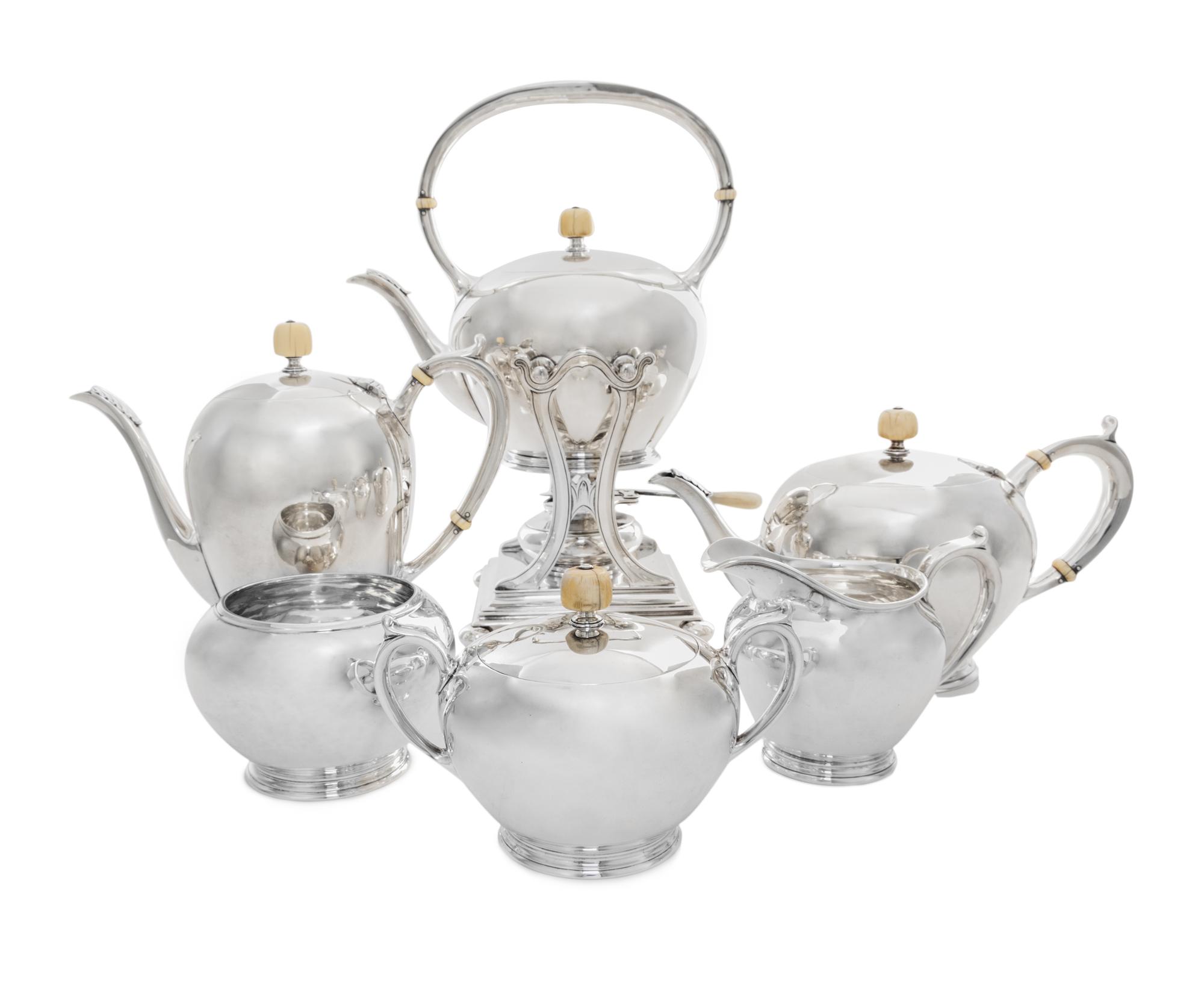 An American Silver Six-Piece Tea and Coffee Service, Herbert A. Taylor & Arthur Hartwell for Arthur Stone, Gardner, MA, Early 20th Cent