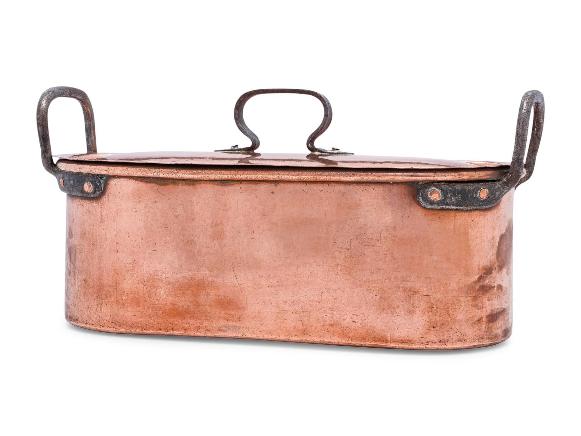 An American Copper Fish Poacher with Cover and Inside Tray