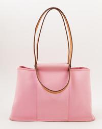 An Hermès Pink Toile Canvas Cabag Tote, 15.5" x 9.25" x 5.75"; Handle drop: 5".