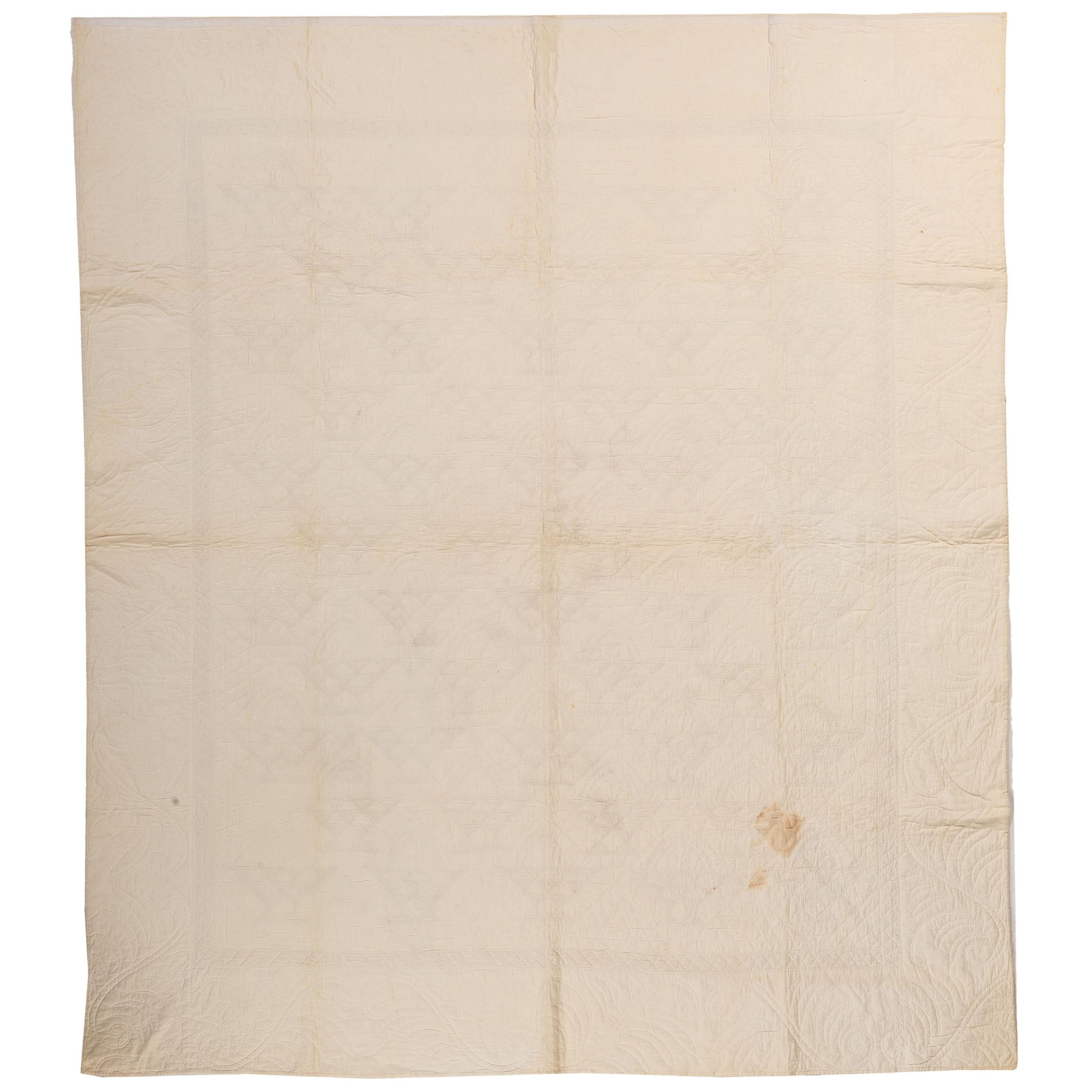 A Red and White Cherry Basket Quilt