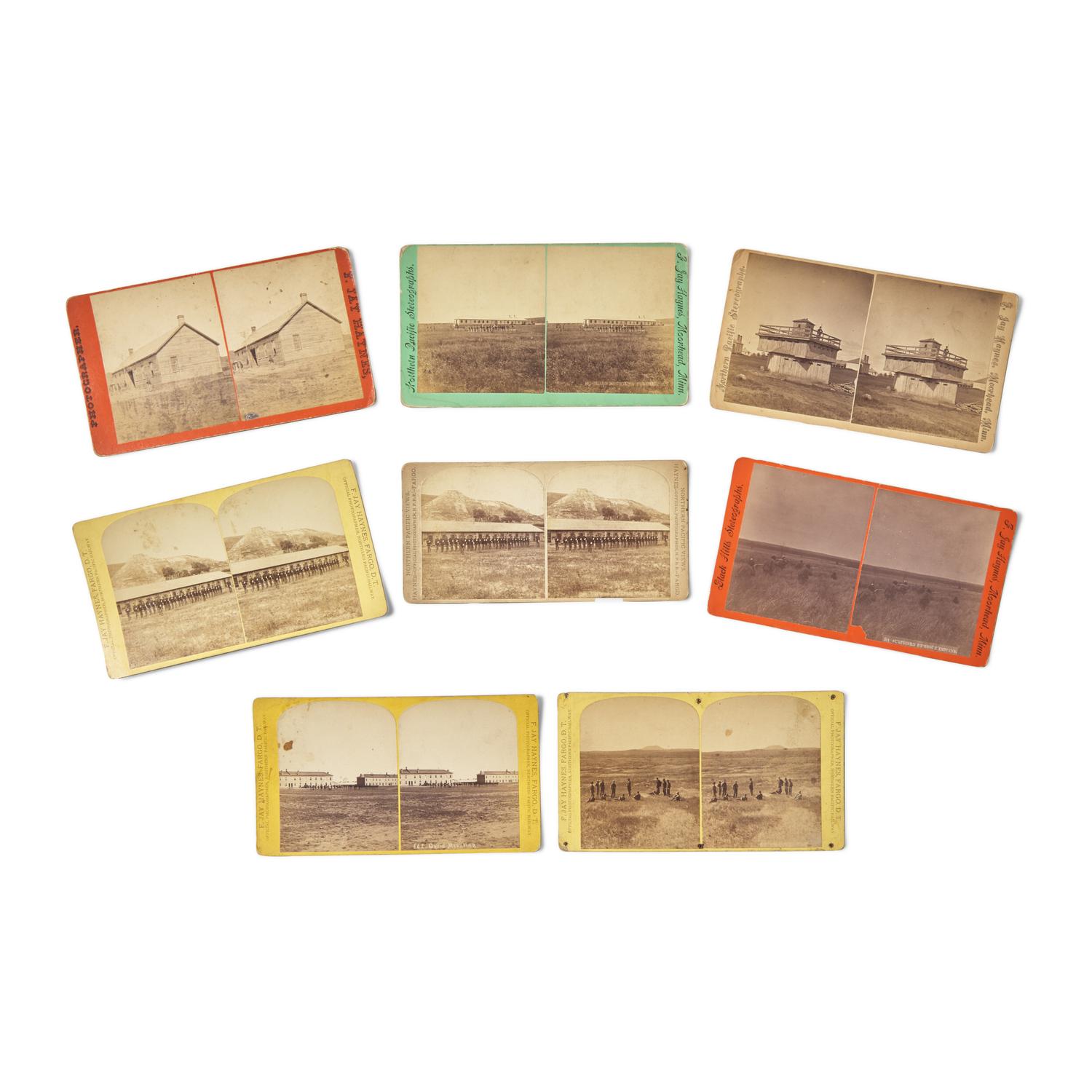 Haynes, F. Jay (1853-1921). A group of 8 stereoviews of Fort Abraham Lincoln and other military subjects.